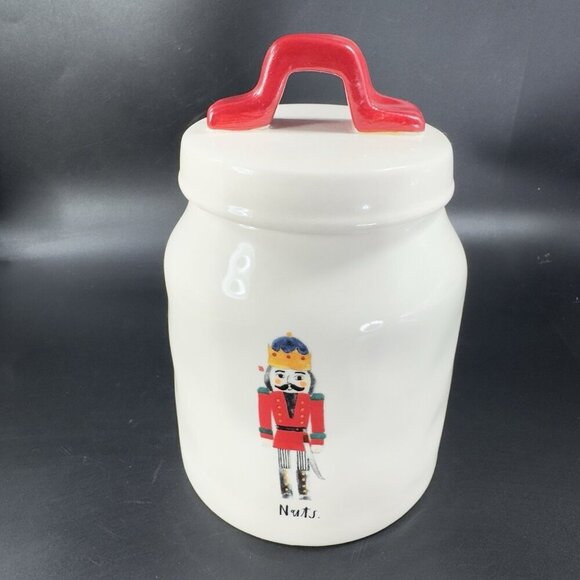 Rae Dunn Artisan Collection Nuts Christmas Canister Jar Container Ceramic W Lid - Picture 13 of 13